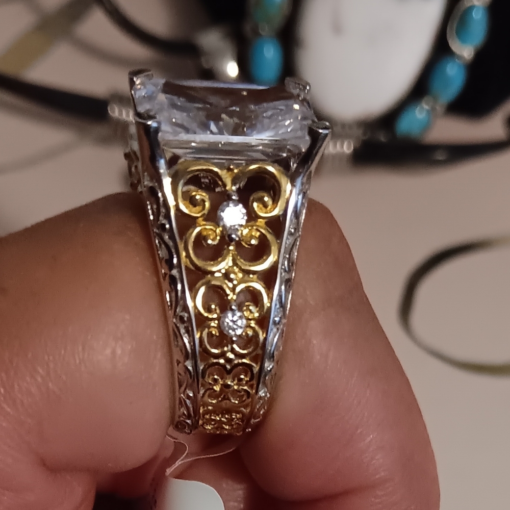 COCKTAIL RING 18K YELLOW GOLD OVER STERLING SILVER SIZE… - Picture 4 of 12